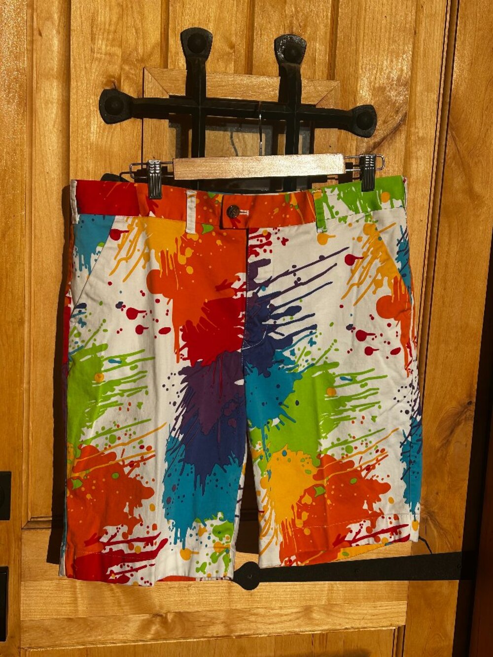 LOUDMOUTH Mens golf golfing shorts Size 36 paint splatter